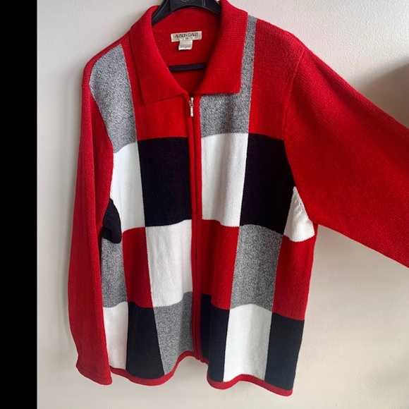 ALLISON DALEY Full Zip Check Sweater Jacket SIZE 2X NWT - Picture 2 of 7